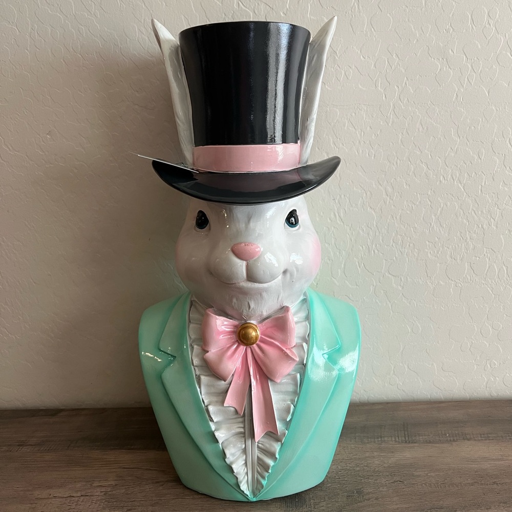 Tophat & Tail XL 20” Rabbit with Bust & Top Hat Figural Easter Spring Home Decor